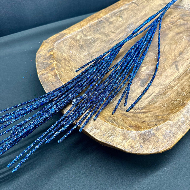 28" Blue Micro Beaded/Sequin Grass Spray
