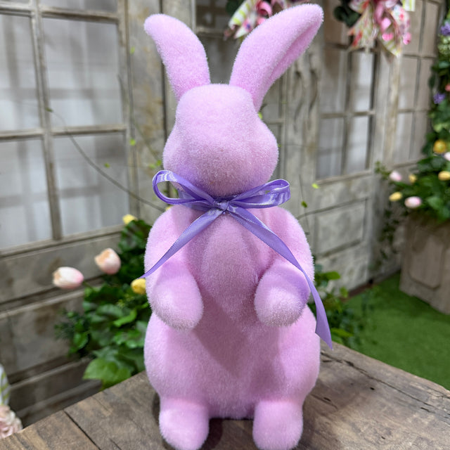 16" Pastel Purple Flocked Bunny | Rabbit Decor
