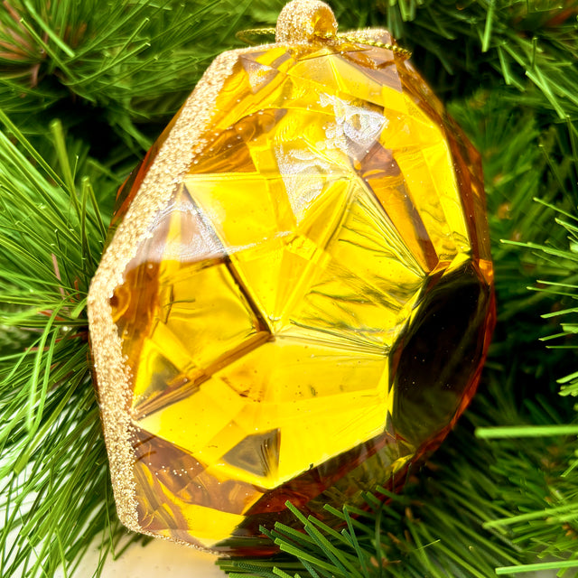 4"-5" Gold Jewel Glitter Ornaments | Set of 4