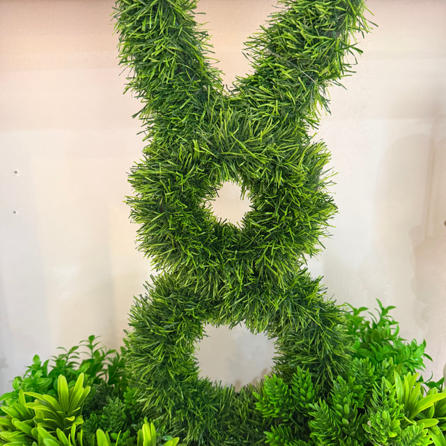 26" Bunny Topiary in Wooden Planter with Greenery
