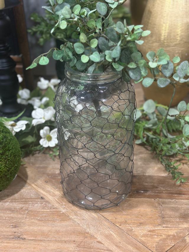 12” Canning Jar with Poultry Wire
