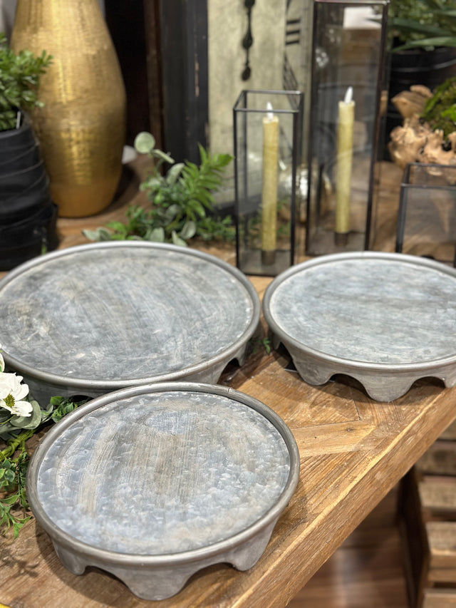 14”-11”-10” Aged Metal Display Platforms Set of 3