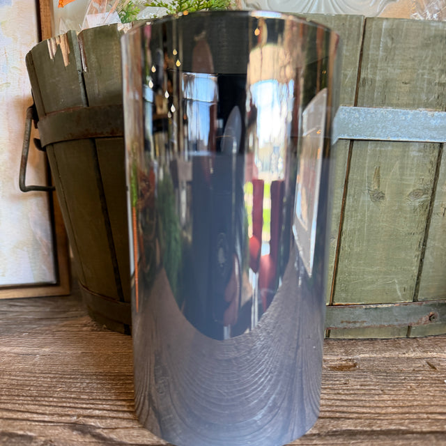 5.9"/6.9" Glass LED Wick Candle | Gray Glass with White Candle (Multiple Sizes)