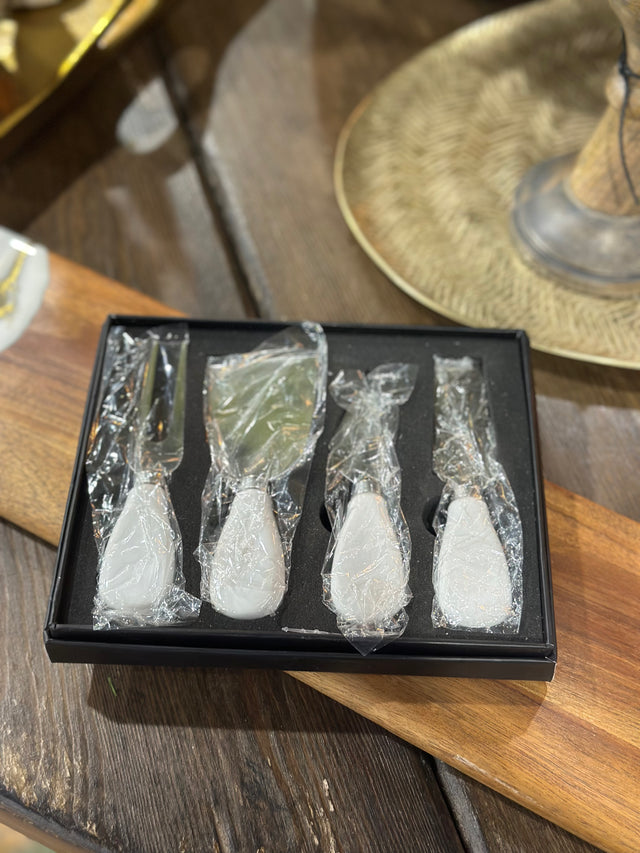 Cheese Knife Set White Ceramic Handle
