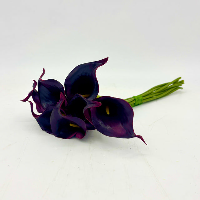 14" Aubergine Mini Calla Lily Bundle | Set of 8 Blooms