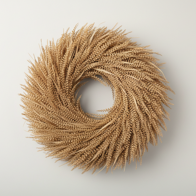28" UV Treated Beige Deluxe Bead Grass Wreath