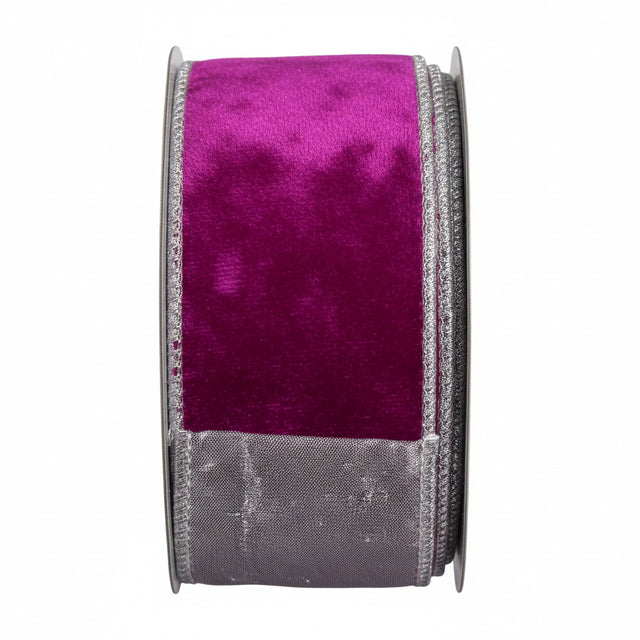 2.5"x10YDS Fuchsia Crown Velvet Metallic Back Ribbon