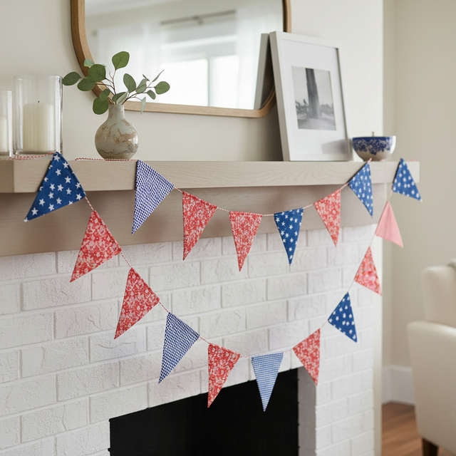 5.5' Red, White & Blue Pennant Garland