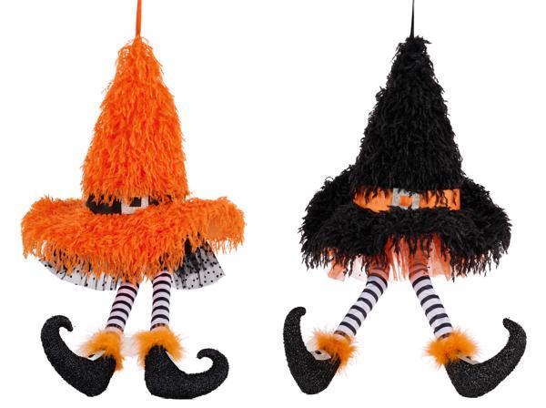 23"H x 12"L Furry Witch Hat with Legs | Orange or Black