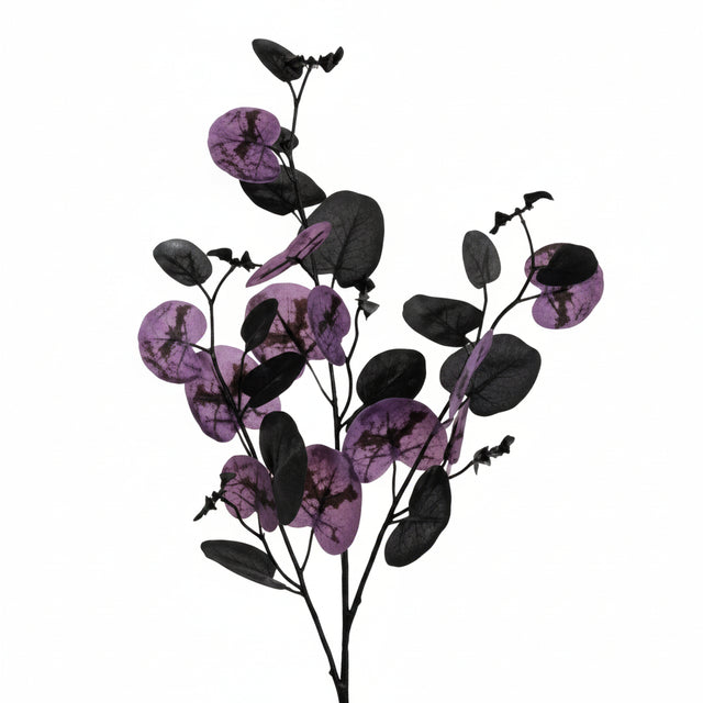 27" Purple & Black Halloween Eucalyptus Stem