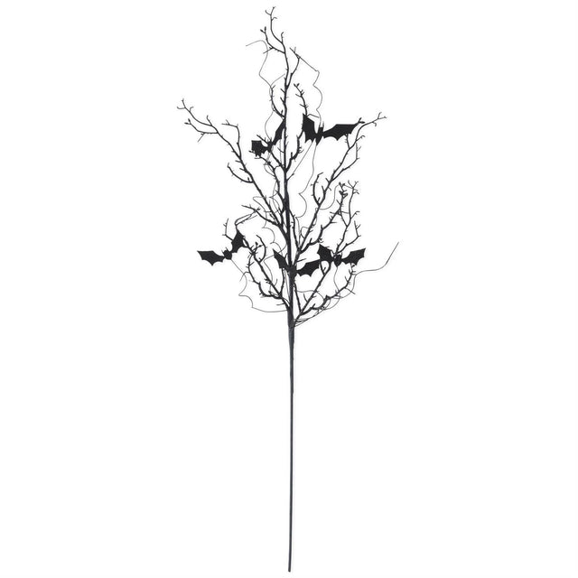30" Black Glitter Twig & Bat Spray