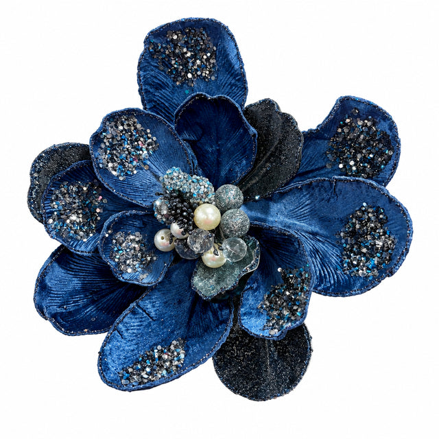 24" Iced Denim Blue Winter Magnolia Stem
