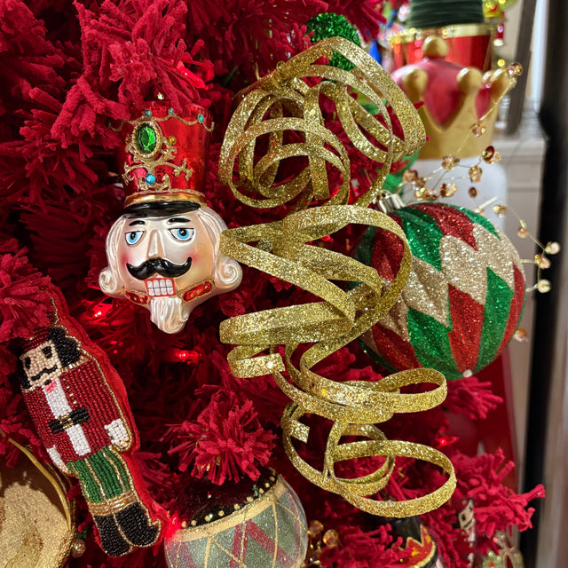 26" Glitter Curly Q Spray | Gold Green Red Silver