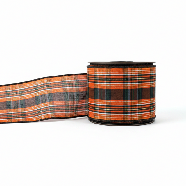 4" x 10yd Dupioni Salem Plaid Ribbon