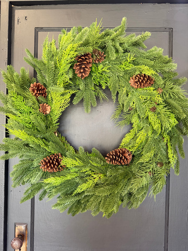 30" Natural Touch Mixed Evergreen Wreath