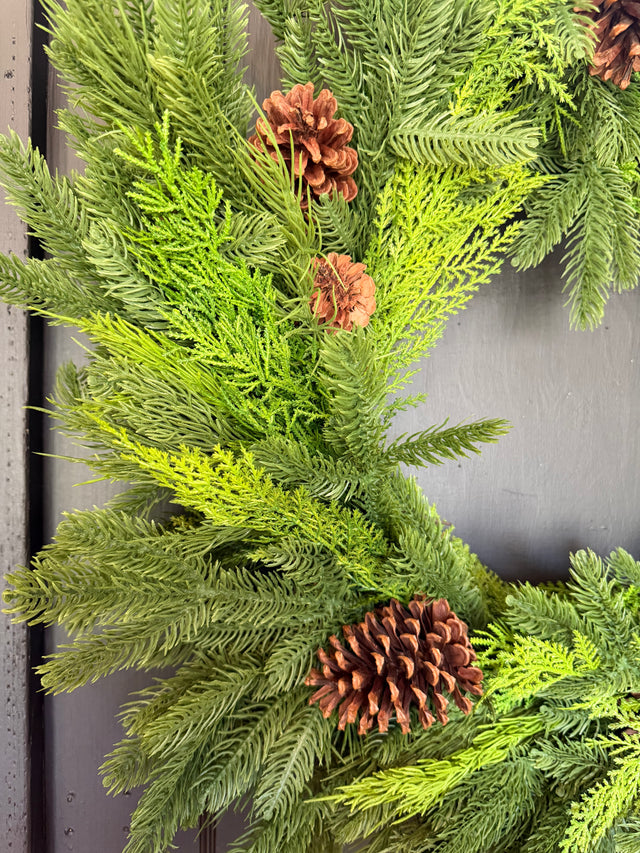 30" Natural Touch Mixed Evergreen Wreath