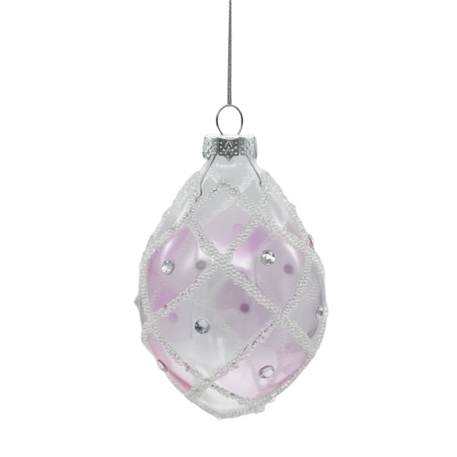4" Pink Glass Ice Jewel Ornament