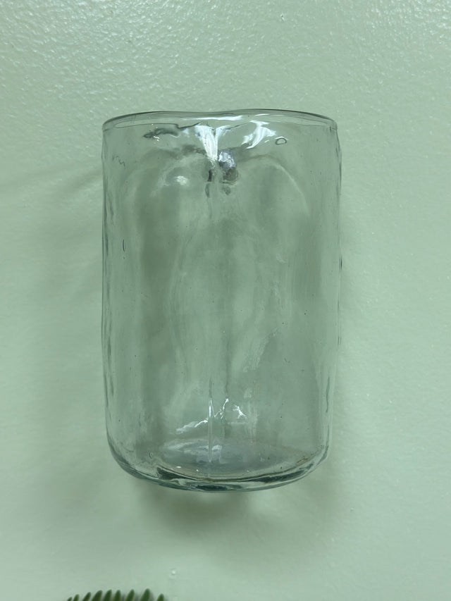 6” Hand-blown Round Clear Glass Hanging Vase