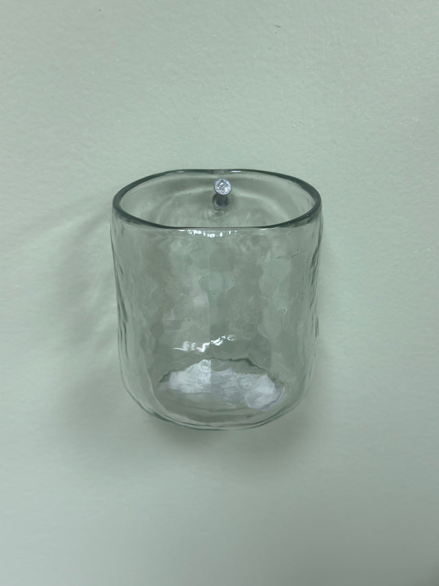 4” Hand-blown Round Clear Glass Hanging Vase