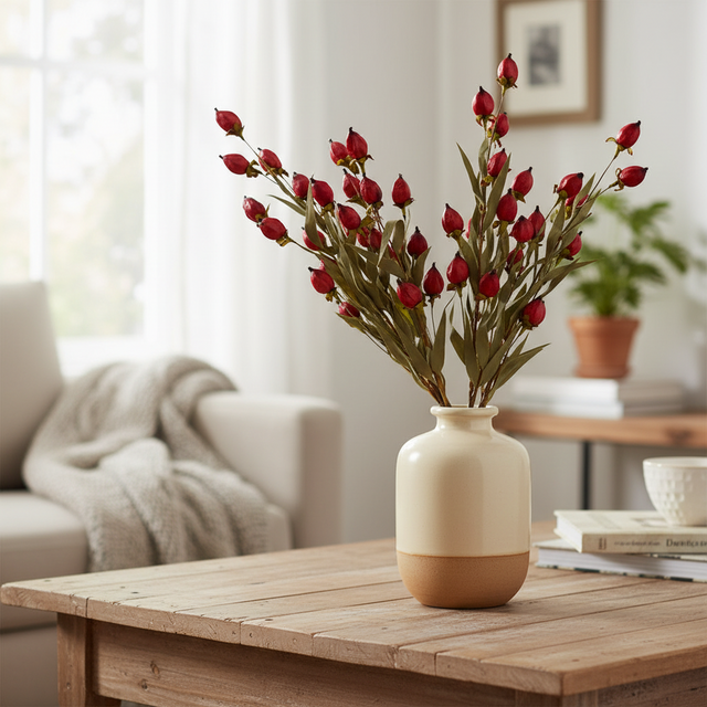 21" Chinese Lantern Stem | Available in Burgundy, Cream, and Orange