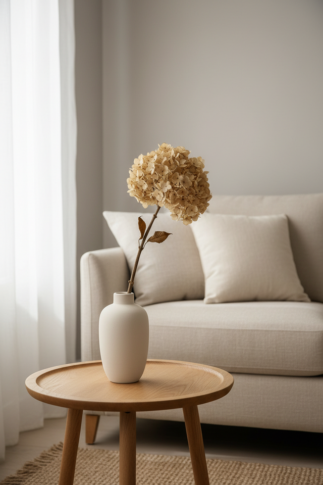 14" Cream Hydrangea Stem