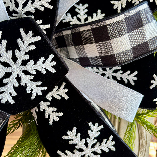 “Snowfall and Velvet” Winter Bow