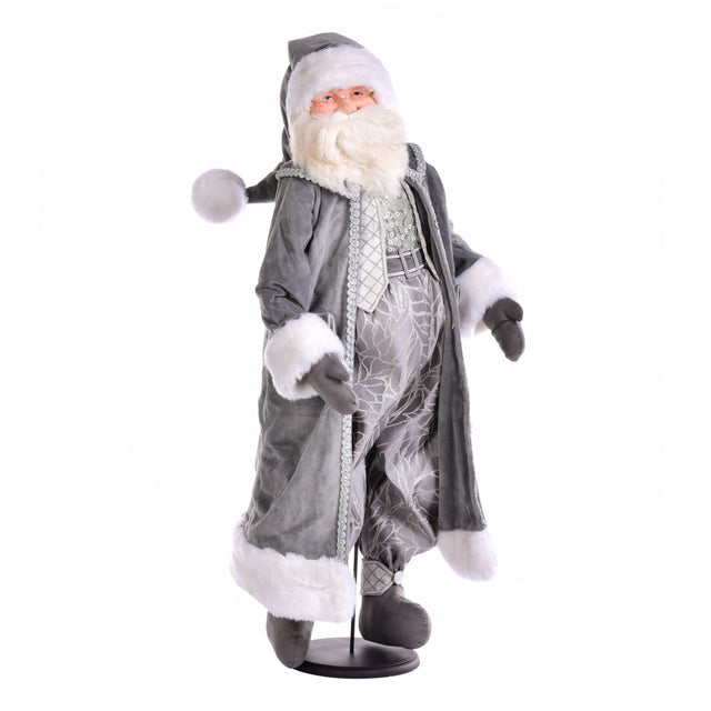 36" Silver Sleigh Bells Santa Doll with Stand