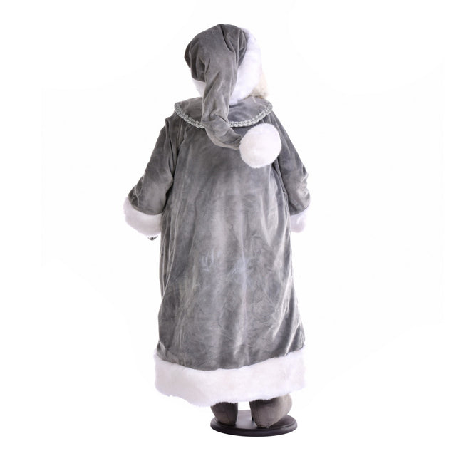 36" Silver Sleigh Bells Santa Doll with Stand