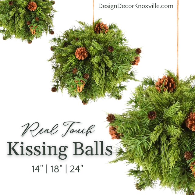 Set of 3 Natural Touch Evergreen Kissing Balls