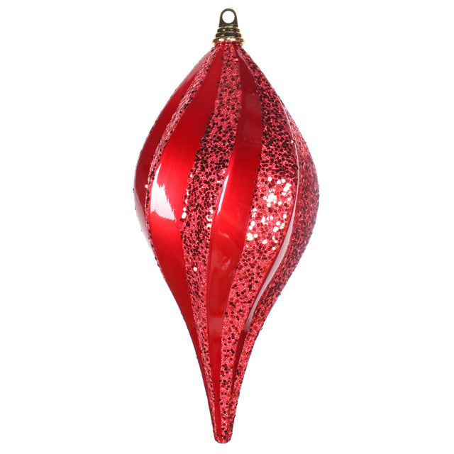 8'' Red Glitter Swirl Drop Christmas Ornament Shatterproof