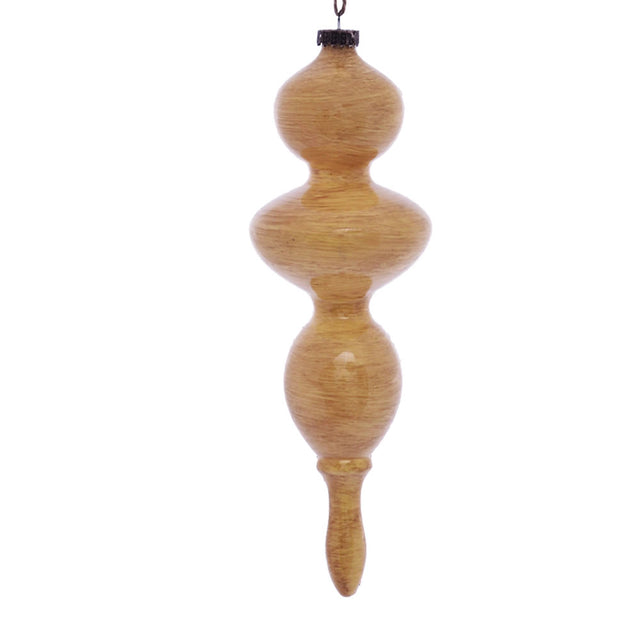 14" Tan Wood Grain Bubble Finial Ornament