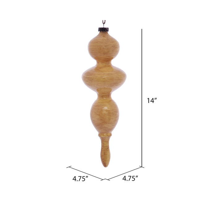14" Tan Wood Grain Bubble Finial Ornament