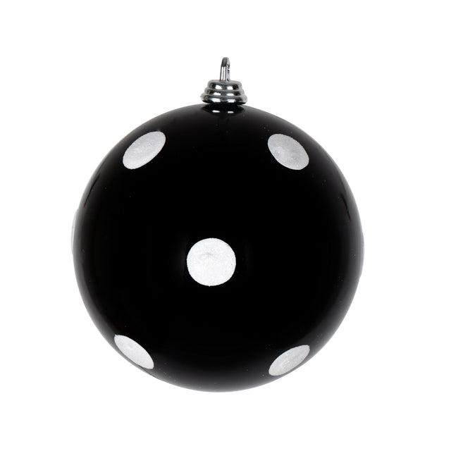 4" Black Candy with White Dots Ornaments 6/Bag