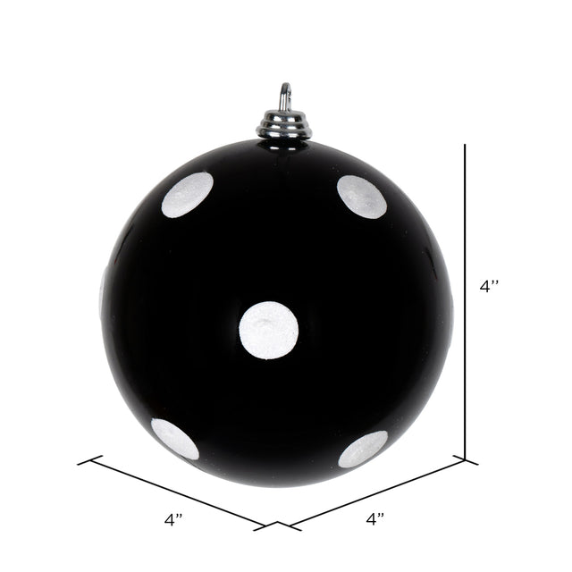 4" Black Candy with White Dots Ornaments 6/Bag