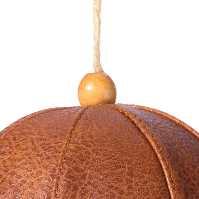 5" Mocha Brown Faux Leather Ball Ornament | 4/Bag