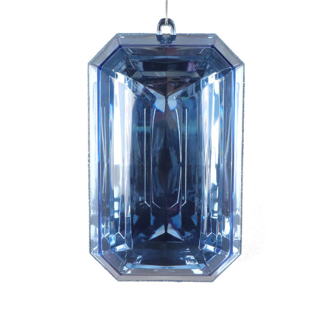 8" Baby Blue Rectangle Jewel Glitter Ornament