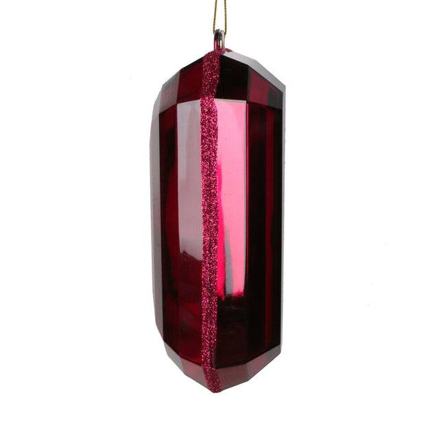 8" Burgundy Rectangle Jewel Glitter Ornament