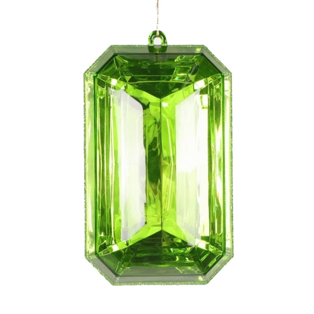 8" Citron Rectangle Jewel Glitter Ornament