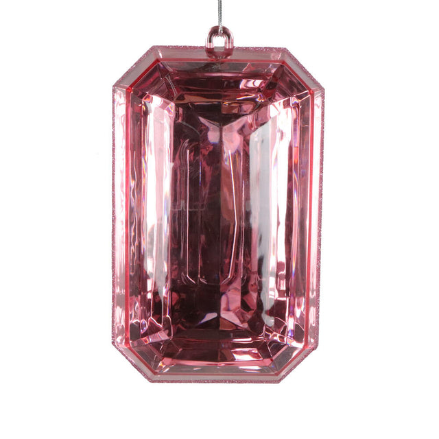 8" Baby Pink Rectangle Jewel Glitter Ornament