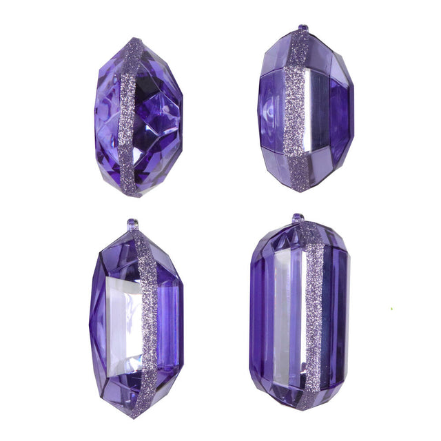 4-5" Lavender Jewel Glitter Ornaments- Set of 4