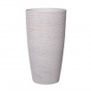 22.75" Weathered White Fiber Resin Carved Slim Tall Planter