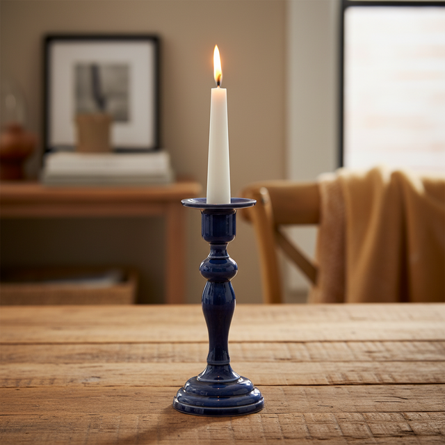 15" Metal Enamel Candlestick
