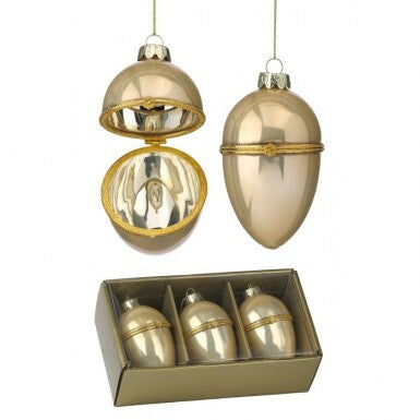 4" Glass Faberge Champagne Egg Ornament Box/3