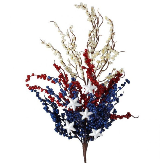 28" Patriotic Berry Spray with Stars