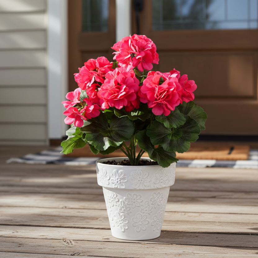 UV-Protected Natural Touch Geranium Bush – Multiple Colors