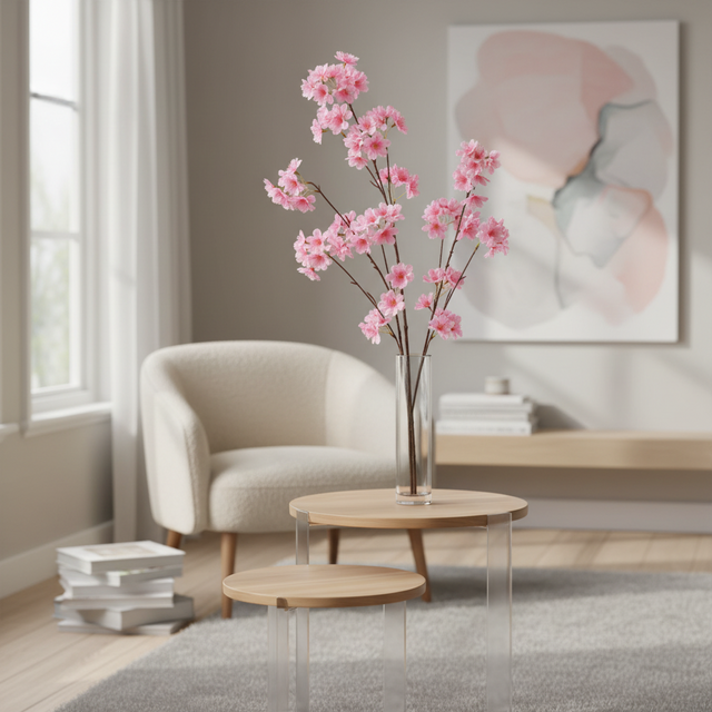 51" Late Season Cherry Blossom Stem | Pink
