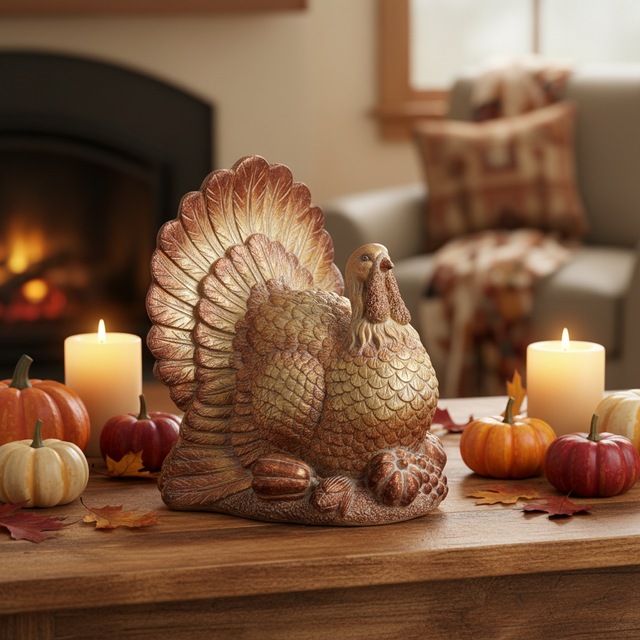 15" Resin Harvest Decorative Turkey