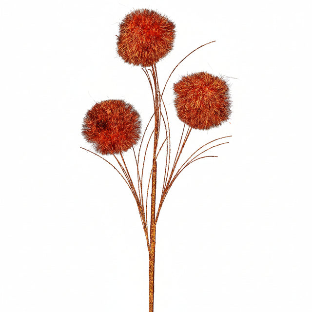 35" Orange Glitter Pom Pom Spray