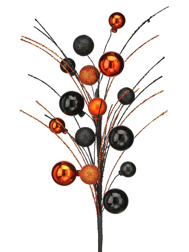 20" Glitter Halloween Ball Spray | Orange & Black