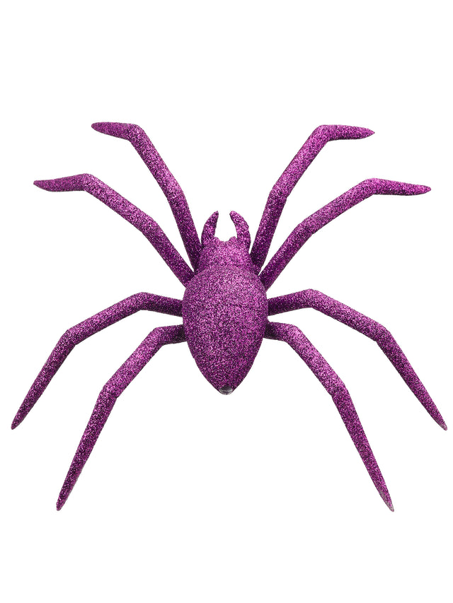 8" Plastic Glitter Spider | Black, Orange, & Purple